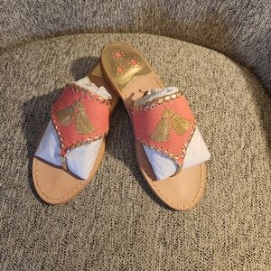 Women's JACK ROGERS Pink and Gold Sandals